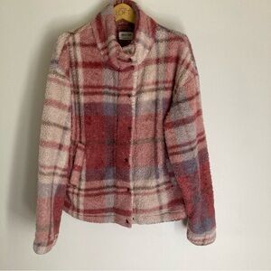 New In Women's Teddy Jacket Pink and Blue Plaid